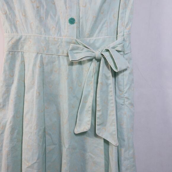 Vintage Lapis Green Cotton Cottage Core Button Front Dress M - Picture 6 of 8